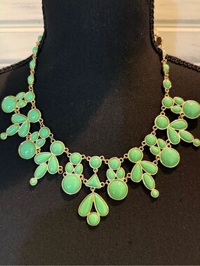 Gold-Tone Green Statement Bib Necklace